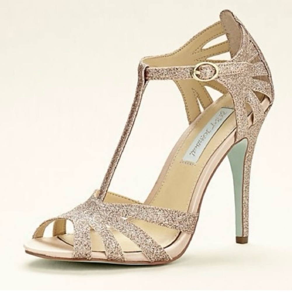 Blue By Betsey Johnson Champagne Glitter Dress Stiletto Heels - women’s 9.5